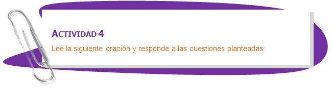 ACTIVIDAD 4
Lee la siguiente oración y responde a las cuestiones planteadas:
